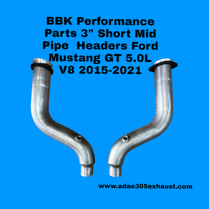BBK Performance Parts 3" Short Mid Pipe  Headers  Mustang GT 5.0L V8 2015-2021