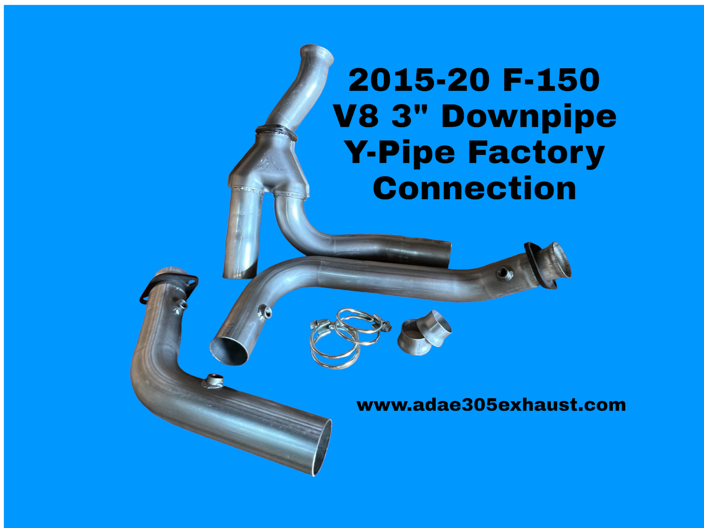 2015-20 F-150 V-8 3in Downpipe Y-Pipe Factory Connection