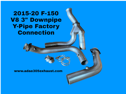 2015-20 F-150 V-8 3in Downpipe Y-Pipe Factory Connection