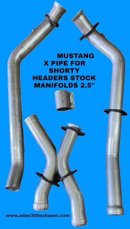 86-95 MUSTANG X PIPE FOR SHORTY HEADERS STOCK MANIFOLDS 2.5"