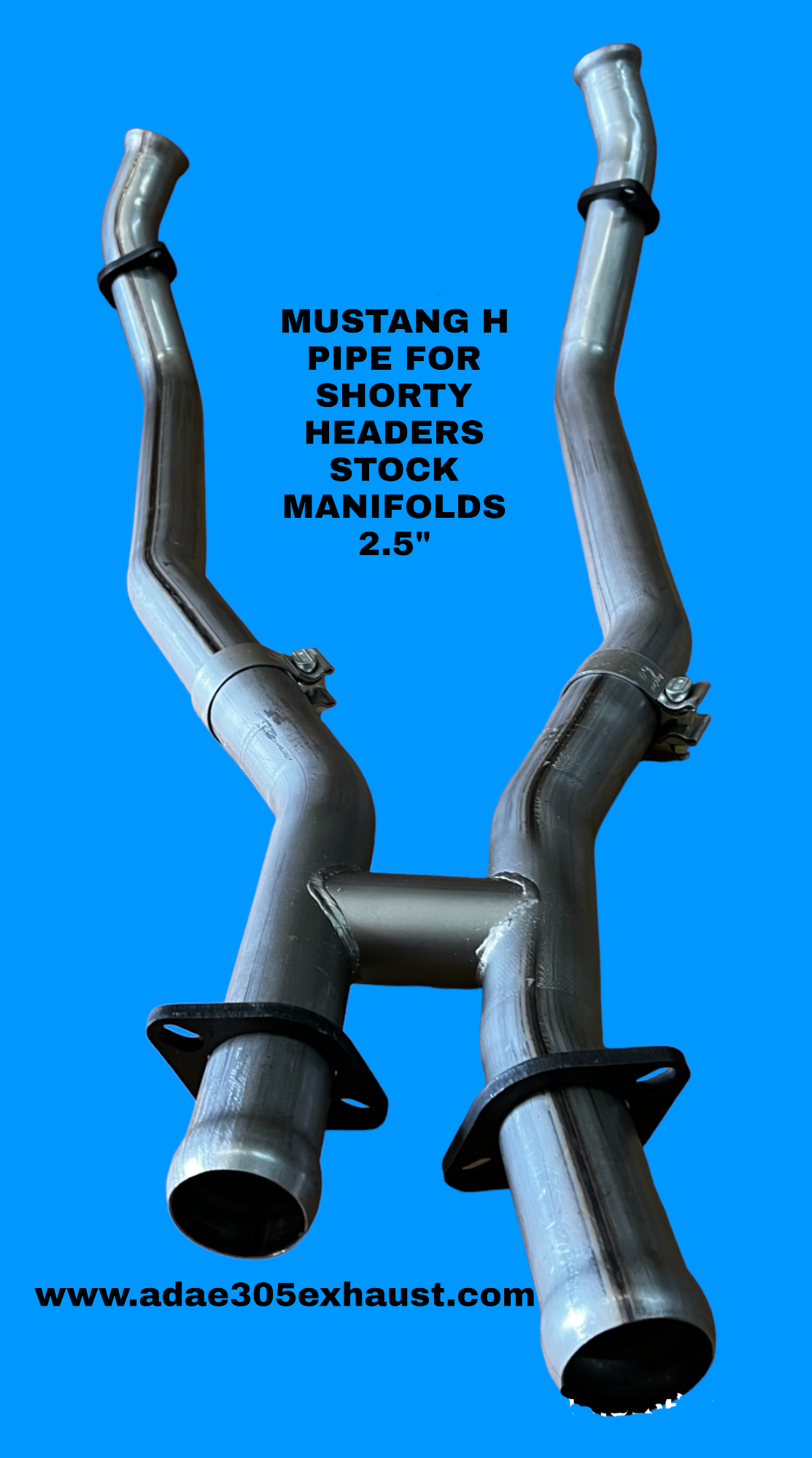 86-95 MUSTANG H PIPE FOR SHORTY HEADERS STOCK MANIFOLDS 2.5"